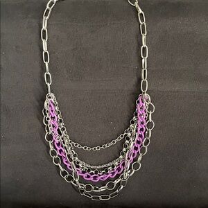 Source Unknown Silver Tone Necklace with Purple Accents - Women Jewelry